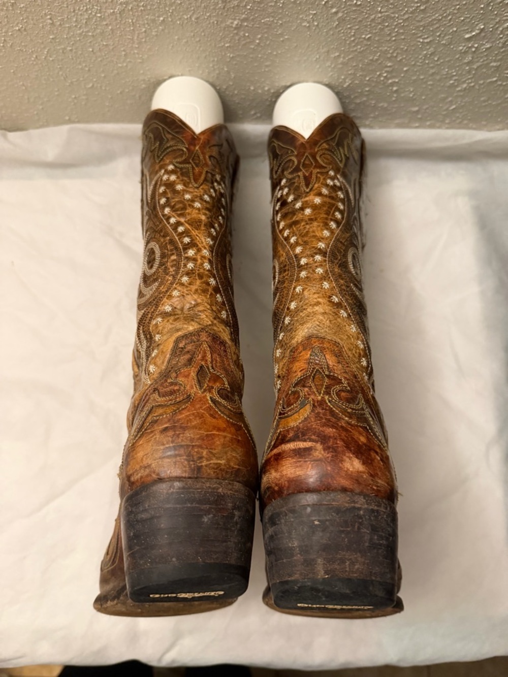 Old Gringo Tan Embroidered Leather Cowboy Boots, pre-owned, Sz7 - Picture 5 of 16